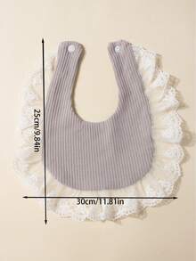 3 Stücke Baby Mädchen süße Waffel Spitze Lätzchen Set, geeignet für den täglichen Gebrauch, Herbst/Winter