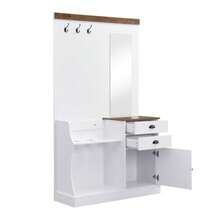 Wardrobe Set With Mirror, Hooks, Drawers And Umbrella Stand. - 白色 - 查看 8
