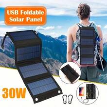 Portable 4-Fold Solar Panel With USB - Ideal For Outdoor Travel & Camping, Charges Phones, Tablets, Fans, Flashlights, Foldable Design With Phone Pouch