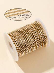 1 卷 2 毫米 6.5# 5 码/10 码超闪亮水钻链，适用于美甲装饰、鞋子/衣服装饰、手机壳/杯子装饰、汽车方向盘装饰、婚纱装饰、以及各种 DIY 装饰链、手工缝纫装饰链、包边装饰链