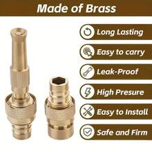 High Pressure Car Wash Gun Brass Adjustable Twist Nozzle + Rotating Nozzle Quick Connector Garden Hose Compatible Car Cleaning / Outdoor Gardening Tool - Multicolor - View 9