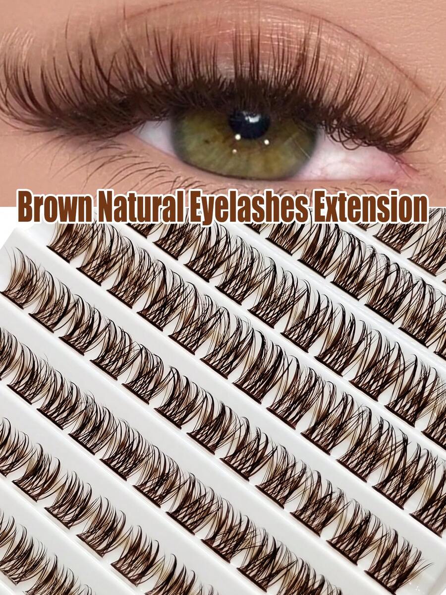 Rikuaild 120pcs D-Curl Brown Natural Look False Eyelashes, Fluffy & Soft, 8-16mm Mixed Length, Suitable For Daily, Date, Party Makeup, Also Suitable For Holiday Parties, Halloween, Christmas