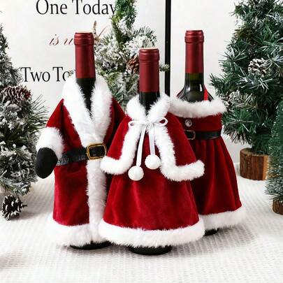 Creative Red Wine Bag Christmas Dress Wine Bottle Cover, Christmas Dress Wine Bottle Decor Christmas Red Wine Set Creative Red Wine Bag Christmas Dress Wine Bottle Cover, Christmas Dress Wine Bottle Decor Christmas Red Wine Set Santa Claus Sweater Knitted Cardigan Decor Reusable Wine Bottle Bag Suitable For Christmas Party And Home Dinner Decoration, Exquisite Gift, Present, Elegant Decoration