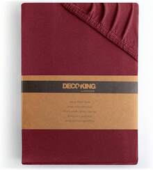 DecoKing Fitted Sheet 100% Cotton Jersey Box Spring Bed Fitted Sheet White Amber Collection - Bordeaux - View 12