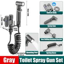 1 Stück Gewehrgrau Edelstahl Toiletten-Zubehör mit Sprühpistole - Ein Einlass und zwei Ausgänge - Haushalts-Spülsystem für das Badezimmer - Intimwäsche für Frauen - Hochdruckwasser-Strahlventil