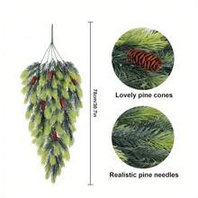 2 Stücke BOTIVIA künstliche Weihnachtsbaum Zweige - Tränenform Tannenkranz mit Tannenzapfen, realistische Immergrün Zweige, ohne Stromversorgung, Innen-/Außendekoration, geeignet für Kamin, Kaminsims, Tisch - Robuste Kunststoff Feiertags Dekoration, für den Heimgebrauch