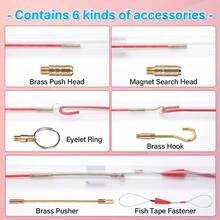 10Pcs 33/45CM Red Fiberglass Wire Cable Push Puller Running Rods Fish Pulling Kit Wall Electrical Wires With Hook Rods Tool