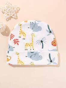 Bộ 6 chiếc/Bộ mũ len giữ ấm in họa tiết dễ thương cho trẻ sơ sinh 0-3 tháng tuổi, thích hợp cho trẻ sơ sinh sử dụng ngoài trời - Nhiều màu - Xem 7