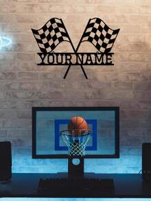 1pc Customized Racing Flag Metal Wall Decor - Personalized Name Racing Flag Metal Plaque - Customized Start And Finish Line Signs, Racing Driver Name Metal Signs, Checkered Flag Racing Club Logo, Race Decoration, Racing Sports Wall Decor - Multicolor - View 10