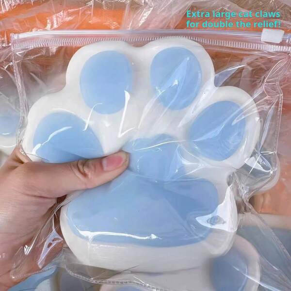 1pc 5.5*5.5in Extra Large Cat Paw Stress Relief Toy: Soft, Slow Rebound Rubber Toy Suitable For Teens And Adults - Multicolor Mixed