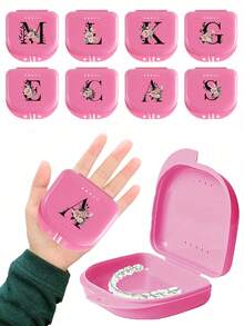 Różowe etui do przechowywania protez ortodontycznych z motywem róży, pojemnik na ochraniacze na zęby, etui na protezy, wytrzymałe, wentylowane pudełko na aparaty ortodontyczne, pudełko na aparaty retencyjne, pudełko do przechowywania protez, łatwe w użyciu, wygodne w przenoszeniu, ochraniacz na zęby, etui na aparaty ortodontyczne, organizer na aparaty ortodontyczne, artykuły gospodarstwa domowego, artykuły do akademika, artykuły do przechowywania w domu, akcesoria stomatologiczne - Wielokolorowe - Zobacz 1