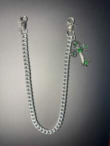 1 件复古双层十字链、钱包链、朋克牛仔裤链、口袋链、男士钥匙扣