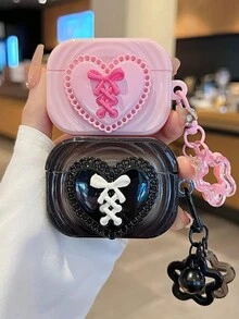 1 Vỏ đựng tai nghe Bluetooth + Phụ kiện mặt dây chuyền hình chuông, Vỏ bảo vệ ngăn đựng tai nghe Apple, Thiết kế hình trái tim, Phù hợp với hộp đựng tai nghe Pro/Pro 2/1/2/3/ thế hệ thứ 4, Quà tặng cho bạn trai hoặc bạn gái. - Nhiều màu - Xem 2