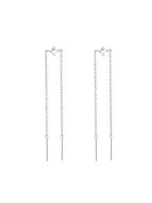 SereneSpark 1Pc/2pcs Tassel Star 925 Sterling Silver Earring For Women Drop Earring Minimalist Piercing Perfect For Daily Wear Suitable For Anniversary Fine Jewelry - Multicolor - View 19