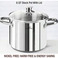 14-Piece Nickel Free Stainl Steel Cookware Set - Nickel Free Stainl Steel Pots And Pans Set - Stainl Steel  Cookware Set - Stainl Steel Healthy Induction Cookware Sets - Plata brillante, pulido con espejo, 6 años de garantía - Ver 4