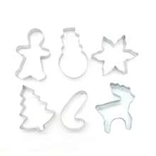6 PIEZAS/1 SET Moldes para galletas navideñas, moldes de corte de galletas de acero inoxidable con diseños de árboles de Navidad, muñecos de nieve, bastones de caramelo, renos y copos de nieve, herramientas para hornear pasteles y galletas, moldes de cocina para hornear, moldes de galletas navideñas como regalo - Plateado - Ver 4