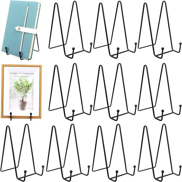 Craftshou 12 Pack 6 Inch Plate Stands Display Iron Plate Holders Easel Display Stand Metal Wire Frame Holder Decorative Plate Dish,Picture,Photo,Desktop Art
