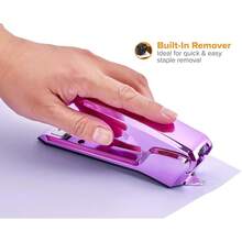 Bostitch Office Ascend Grapadora 3 en 1, capacidad de 20 hojas, almacenamiento integrado de removedor y grapas, 420 grapas incluidas, ligera, morado metálico - Magenta - Ver 5
