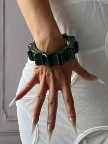 三件套手链，金手链，树脂手链，宽手链，厚手链，手链套装，宽手链，树脂手链，女士手链，送她的礼物 - 綠色 - 查看 13