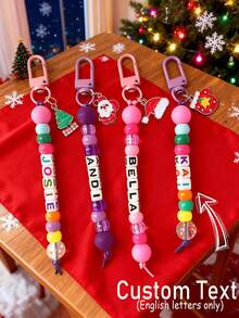 1PC Custom Name Keychain, Personalized Letter/Number Beads, Backpack Accessories, Unique Custom Gifts