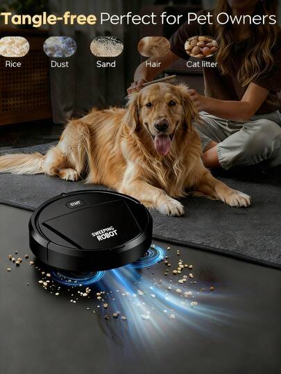 StyleTribe 1 Pieza Aspiradora robot, puede limpiar desde pisos duros hasta alfombras de grosor medio, súper succión, ultradelgada y silenciosa, función de memoria incorporada, múltiples modos de limpieza, 3 modos de limpieza.mejor para eliminar pelos de mascotas, migas de comida, agua en el piso - Un buen ayudante para la limpieza del hogar.