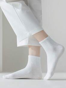 6 Pairs Women's Solid Color Casual Short Socks, Comfortable For Daily Wear - Multicolor - View 7
