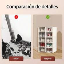MaderaReal 14 cajas de zapatos y cajas de almacenamiento apilables de color blanco, adecuadas para clasificar zapatillas de tenis, tacones altos y otros zapatos (blanco,negro) - Negro - Ver 8