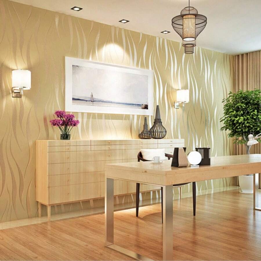 Papel de Parede Não Tecido Branco Moderno Impresso em 3D com Relevo Listrado - Adequado para Sala de Estar, Quarto, Cozinha e Banheiro