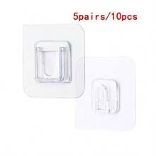 5/10/12/15 زوج من خطاطيف الحائط الشفافة ذات الصق مزدوج الجانب، قاعدة شفافة قوية للتثبيت بالشفط للتخزين في المطبخ والحمام، سهلة التركيب، حامل قابل للتعديل، صندوق تخزين المطبخ | خطاف شفاف | لاصق موثوق، خطاف المطبخ