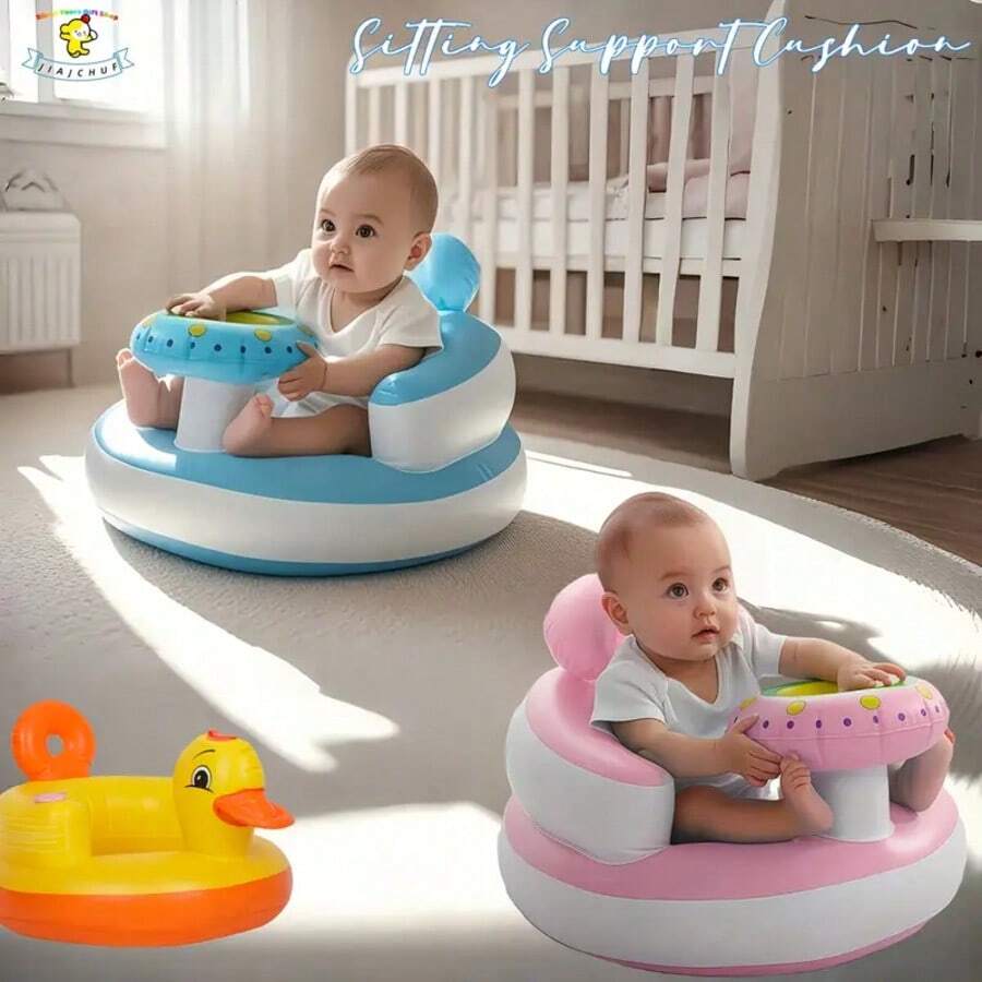 [Portable Baby Seat With Tray] Foldable Portable Baby Learning Seat With Small Tray For Dinner Plates And Baby Bottles - Multicolor - View 1