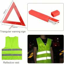 7-In-1 Car Emergency Breakdown  Kit With Jump Leads, Tow Rope, Warning Triangle, Hi-Vis Vest, Emergency Hammer For Vehicle Roadside Assistance - 7 Piece Set - View 3