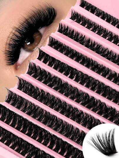 200 piezas de pestañas rusas 3D, 10 filas de pestañas rusas 3D con rizo DD | Grosor de 0.07 mm, caja rosa, longitud mixta (8-16 mm), extensión de pestañas postizas individuales en racimo - Estilo de maquillaje natural, anime, súper grueso - Apto para principiantes, reutilizable, adecuado para maquillaje de Halloween y días festivos, hipoalergénico