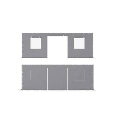 Heavy Duty Carport Replacement Sidewalls - 180G PE Fabric, Weatherproof & UV Protection - Fits 10' X 20' & 13' X 20' Frames - Gray (SIDEWALLS ONLY, NO Frame)