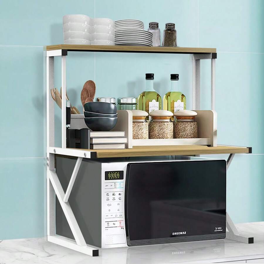 Kitchen Shelf Microwave Shelf 2-Tier Microwave Stand 54*30*65cm - 黃色 - 查看 1