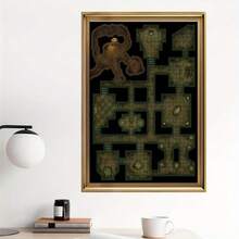 Impresión de lienzo de arte de pared del mapa del calabozo - Póster enrollado de tela para decoración del hogar, oficina y cafetería - Obra de arte del mapa del juego de rol, pintura de lienzo sin marco - Regalo único para jugadores y entusiastas de la fantasía - Multicolor - Ver 1