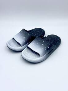 1 par de sandalias planas de PVC con degradado de color, antideslizantes y resistentes al desgaste, adecuadas para interior/exterior, hogar, baño, verano para niños