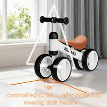 Toddler Balance Bike 10-24 Months | 4-Wheel No-Pedal Ride On Toy With 135°  Steering,Anti-Rollover, Lightweight 3.3lbs, Silent Wheels For Baby Boys Girls - Black - View 3