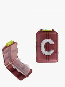 1pc New Pearl Letter A-Z 10 Grids Pill Box Organizer - Portable Folding Medicine Box, Daily Medication Planner And Capsule Dispenser, Suitable For Travel, Vitamins, Supplements, Weekly Travel Pill Box, Travel Pill Organizer - Multicolor - View 12