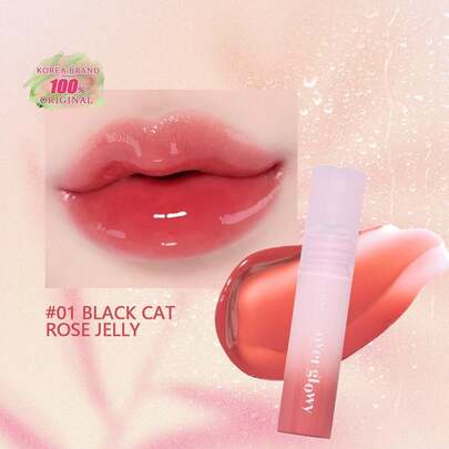  Son bóng dạng lỏng ETUDE House Colorful Lip Lacquer Mini 01 Black Cat Rose Jelly Color | Màu sắc rực rỡ, dưỡng ẩm | Lâu trôi, hương trái cây | Thuần chay | Mỹ phẩm Hàn Quốc, Bộ quà tặng, Khối lượng tịnh 1.6g/0.05oz