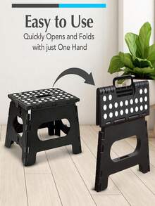 1PC Portable Folding Camping Stool With Handle - Heavy-Duty Plastic Square Design, Anti-Slip Surface And Sturdy Structure, Suitable For Outdoor, Camping, Fishing, Picnicking, Travel - Lightweight And Durable, Camping Accessories, Outdoor Furniture, Portable Style, Light And Easy To Carry, Exclusive For Picnic Enthusiasts, Weather-Resistant Material, Fishing Accessories