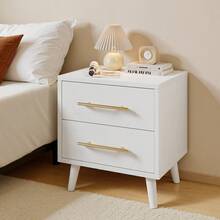 Lofka [2pc]Modern Nightstand With Drawers, 2 Drawer Dressers With Gold Handles, End Side Table For Bedroom, Living Room, White - 白色 - 查看 3