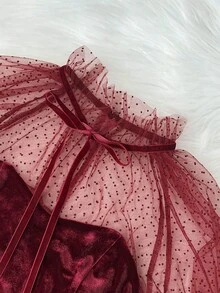 Elegant Solid Color Patchwork Party Dress, Suitable For Christmas And New Year Celebrations - Burgundy - View 8