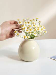 Bình gốm mini đựng hoa giả, trang trí nhà thẩm mỹ màu kem, hoa giả nhỏ để trên kệ phòng khách, bàn làm việc, phòng ngủ, đám cưới, đồ trang trí giữa bàn kiểu nông trại - trắng - Xem 8