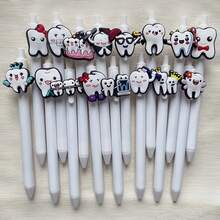 10支伸缩牙科主题圆珠笔，简约纯色牙齿形状笔，书写办公室护士笔，适合牙科护士、医务助理和学生礼物，款式随机