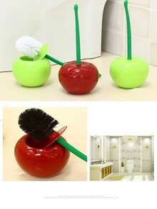 Cherry Toilet Brush Household Long Handle Soft Hair Toilet Brush Daily Creative Plastic Cleaning Brush Toilet Brush Set - Multicolor - View 2