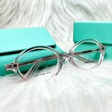 Oval Unisex Retro Classic Acetate Plate Stylish Glasses Size G BL7060 - hoa hồng trong suốt - Xem 3