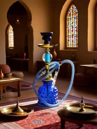 Juego de Hookah portátil (incluye bol, manguera, bandeja de carbón, pinzas), Hookah de una sola manguera premium, Hookah de vidrio de alta gama con vástago de acrílico y manguera de metal, sin necesidad de electricidad, regalo para el regreso a la escuela, el Día de San Valentín, el Día del Padre, adecuado para bares, clubes, KTVs, hogar y restaurantes, fácil de transportar