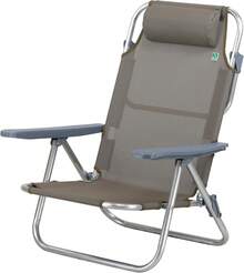 Spiaggina AVANA Lettino Prendisole Pieghevole in Alluminio e Textilene con Seduta e Braccioli e Schienale Alto Reclinabile 6 Posizioni (1, Beige)