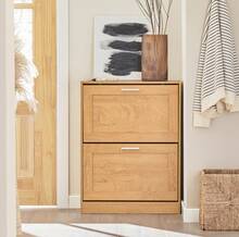 SoBuy Narrow Shoe Cabinet With 2 Flaps, Space-Saving Shoe Rack With Height-Adjustable Compartments – For Hallways, Small Apartments, 20 Kg Load, 60 X 79 X 23 Cm, FSR137 - Khaki - View 4