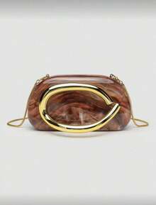 1pc Acrylic Clutch Bag, Ideal For Valentine's Day, Comfortable And Fashionable, Stylish Handbag, Personalized Gift Choice, 2025 Accessory, Fashionable Style Suitable For All Occasions, Affordable Luxury Feel, Rebellious Party Bag, Perfectly Suitable For Parties, Weddings, Balls, Dinners/Banquets, Elegant Ladies Bag, Party Bags,Perfect For Party Wedding Prom Dinner/Banquet Matching With Holiday Party Dress Evening Dress & Sequin Dress - 棕色 - 查看 4